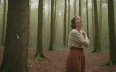 Una persona de pie en un bosque