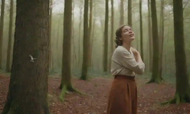 Una persona de pie en un bosque
