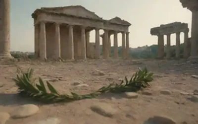 Antiguas ruinas romanas desmoronadas en arena