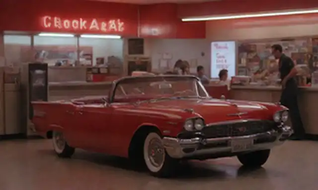 escena del restaurante de la década de 1950 con jukebox tocando música alta