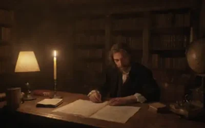 Estantes de libros del siglo XVII con tomes de piel