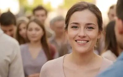 Una persona de pie en una multitud