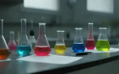 equipos de laboratorio con varios cristales