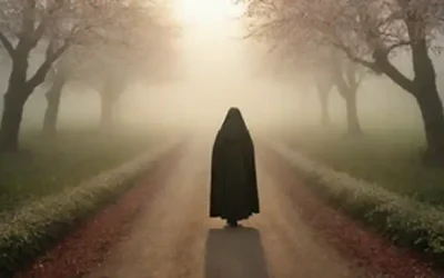 Una luz brillante brillando en un camino desbordado