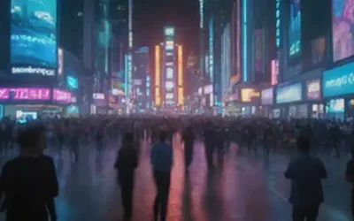 Un futurista paisaje urbano con luces de neón