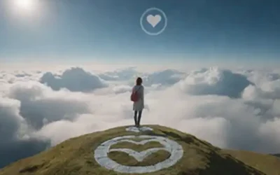 Una persona de pie en un pico de montaña