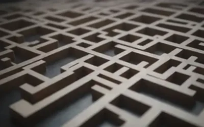 Diagramas 3D con formas y líneas interconectadas