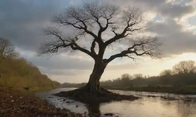 Un paisaje sereno con un suave flujo que fluye