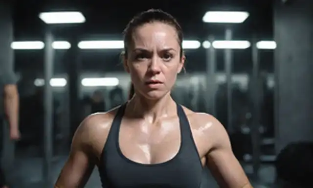 ilustración 3D de una persona con pesos fuertes levantando brazos en un gimnasio