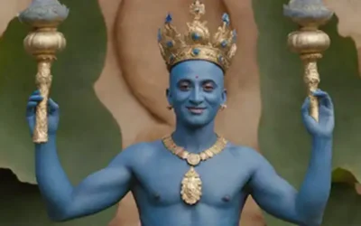 Dios de piel azul con cuatro brazos
