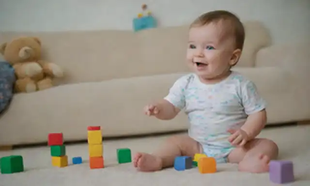 Un niño jugando con bloques