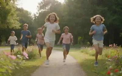 Un ambiente sereno al aire libre con niños jugando libremente
