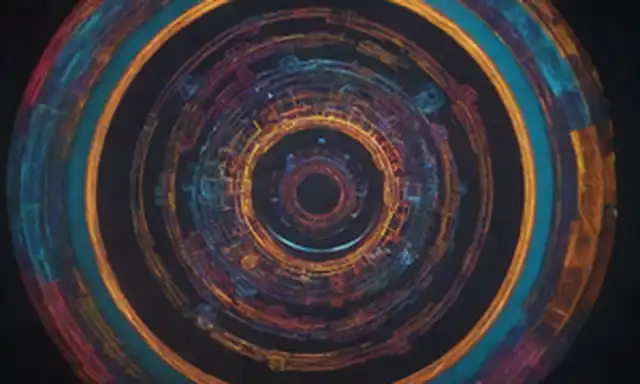 Un marco circular con nodos interconectados, colores vibrantes y sombra sutil, representando vínculos conceptuales, rodeado de burbujas de pensamiento, engranajes u otros símbolos cognitivos para transmitir generación de ideas, innovación y creatividad