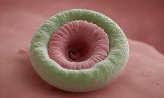 ilustración 3D de una célula, ampliada para revelar estructuras internas como núcleo, mitocondria y cloroplastos; rodeada de otros componentes celulares como ribosomas y lisosomas; con células sanguíneas y tejidos en el fondo; colores suaves y afeitadas sutiles para una sensación orgánica