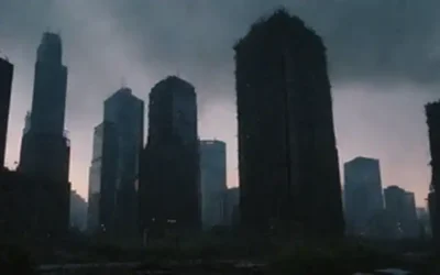 Un paisaje urbano con enormes rascacielos
