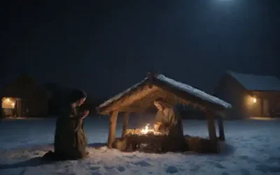 Una tranquila escena nocturna con velas encendidas