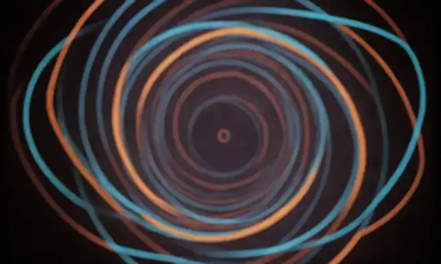 átomos 3D con electrones de colores