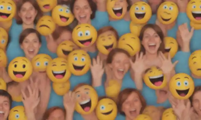 78 caras sonrientes coloridas con diferentes expresiones faciales y emociones