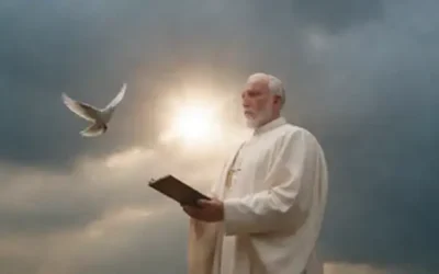 Una suave mano descendiendo de un cielo nublado