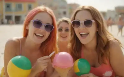 2 chicas riéndose con el pelo teñido de sol
