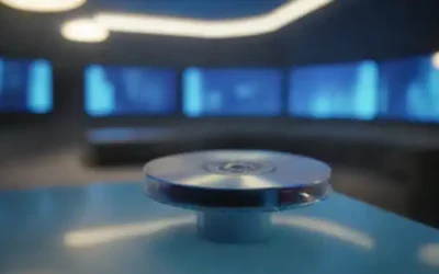 Discos ópticos 3D girando a mitad del aire