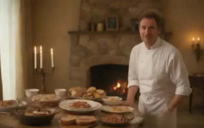 Un ambiente cálido y acogedor de cocina con un centro de mesa de madera