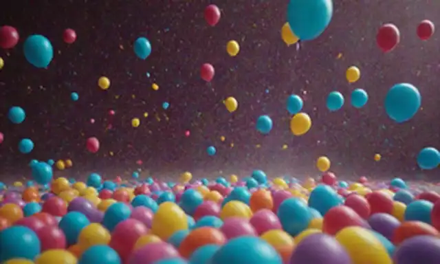 globos 3D, una explosión de confeti, colores giratorios, formas caprichosas, tonos vibrantes, movimiento dinámico, patrones lúdicos, chispas energéticas, texturas vivas, gráficos llamativos