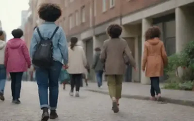 Una persona caminando sola en un camino dividido