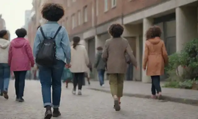 Una persona caminando sola en un camino dividido