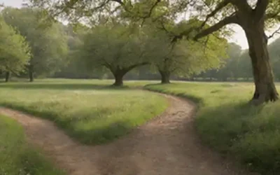 Un paisaje tranquilo y sereno con un camino de viento