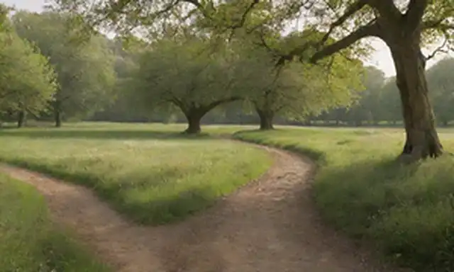 Un paisaje tranquilo y sereno con un camino de viento