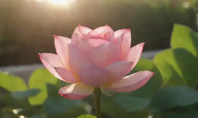 Una rosa delicada con pétalos se desarrolla como una flor de loto