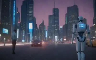 Un futurista paisaje urbano con rascacielos elegantes y luces de neón