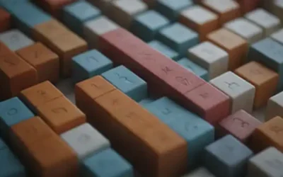 bloques 3D apilados en una cuadrícula