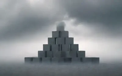 Cubos 3D que nacen de un fondo defectuoso