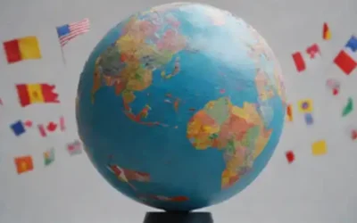 globo 3D con banderas ondeando