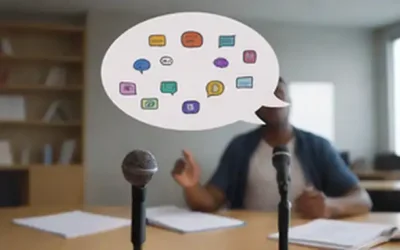 Una persona que habla en un micrófono