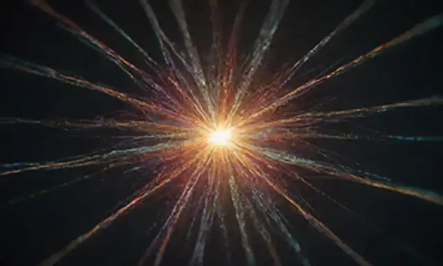 Un collage de piezas de rompecabezas interconectadas, chispas creativas o rayos de luz formando una estructura similar a la web, rodeado de formas abstractas y colores que representan ideas y conexiones, transmitiendo un sentido de flujo y cohesión