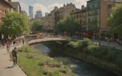 Paisaje urbano lleno de armonía con puentes que conectan diversos barrios