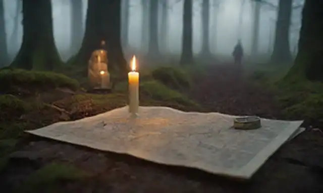Un buscador paseando por un bosque de niebla
