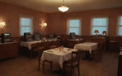 Cena de estilo 1950 con luces de neón
